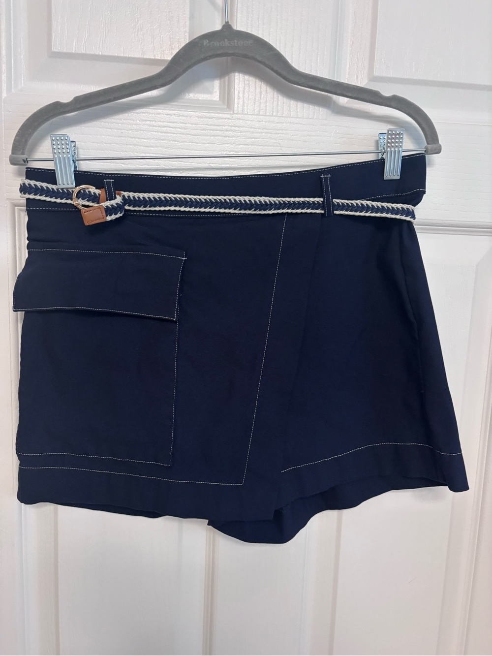 Women's Navy Skort with Braided Rope Belt